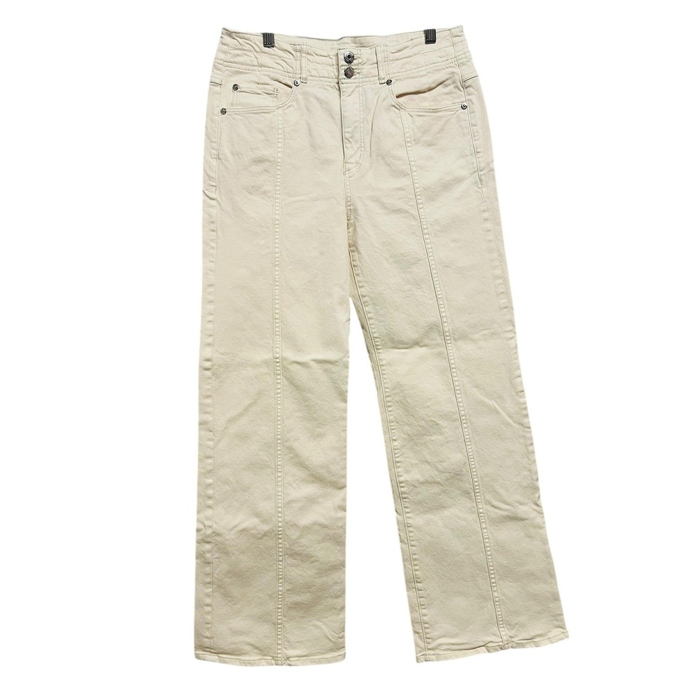 LOFT The Wide Leg Jeans Womens 4 Cream Ecru Wide Leg Stretch Utility Denim Pants